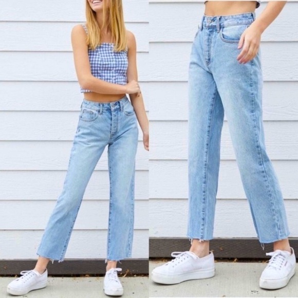 Brandy Melville Denim - J GALT BRANDY MELVILLE Straight Leg Raw Hem Jeans M